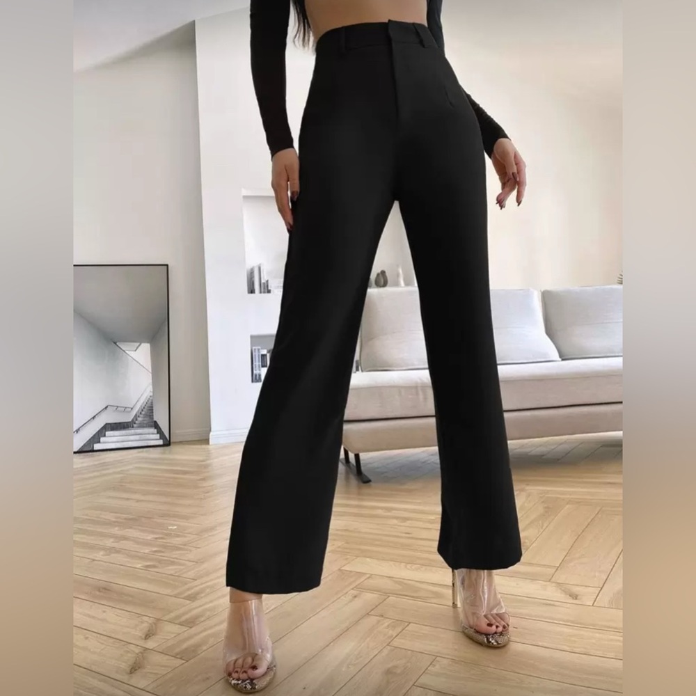Siren Gaze Solid High Rise Tailored Pants In Fall/Winter Navy Blue Formal